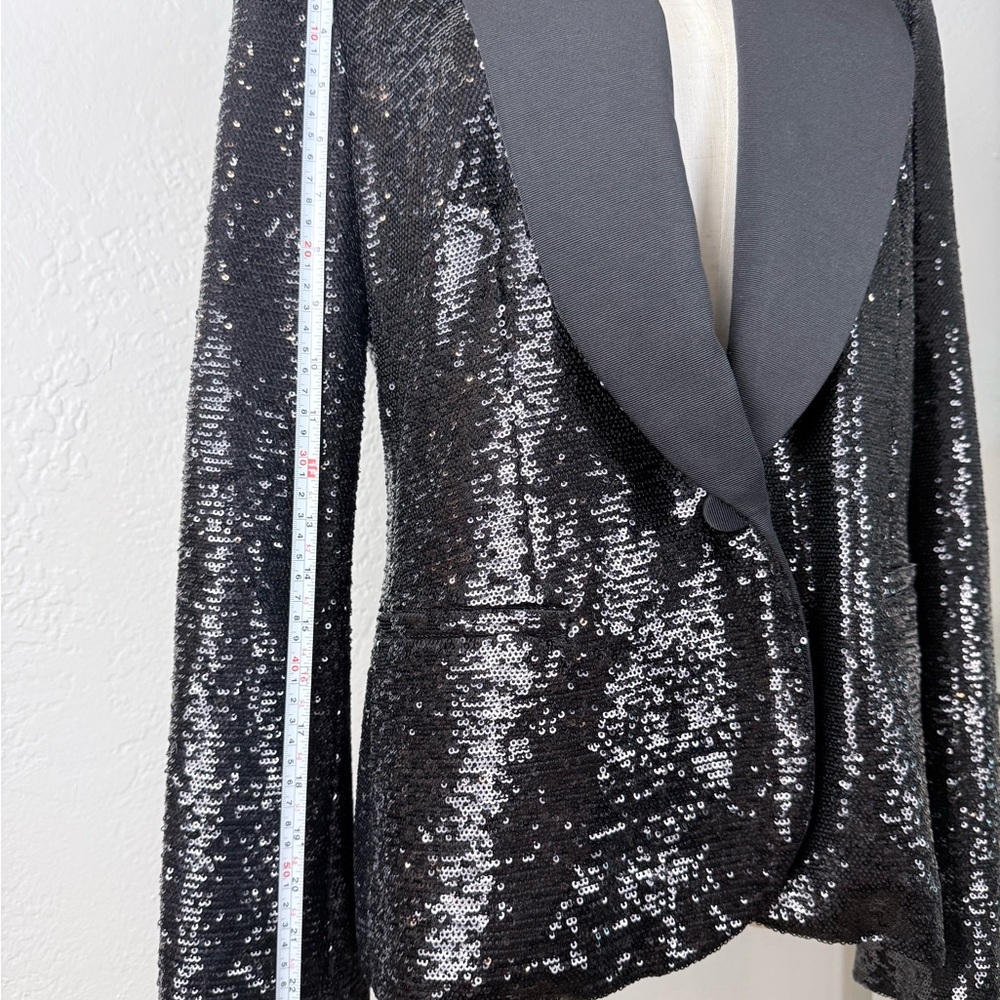 NWT Ralph Lauren Black Sequin Shawl Collar Blazer Size 6